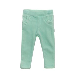 Andywawa Kız Bebek Kadife Desenli Cepli Pantolon Mint AC22122