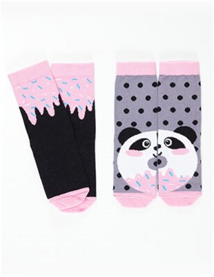Denokids Panda&Crema Kız 2li Soket Çorap 2-3 Yaş CFF-19S1-131