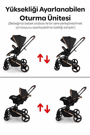 Prego Maybach Travel Sistem Bebek Arabası Siyah /Gold  2064